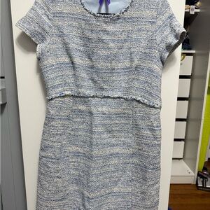 Seraphine Maternity Blue and White Tweed Dress